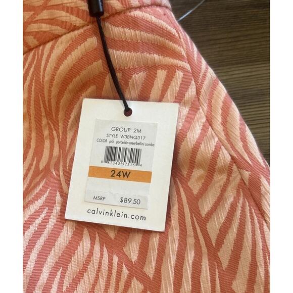 NWT Calvin Klein Women’s Plus 24W Pencil‎ Skirt Peach Fan Embroidered Design - Picture 4 of 15